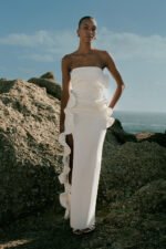 CAMPBELL RUFFLE SIDE SPLIT MAXI DRESS - IVORY - Image 2