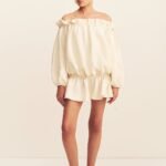 JASPER LINEN BLEND MINI DRESS - RESIN