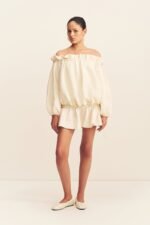 JASPER LINEN BLEND MINI DRESS - RESIN