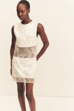VIVA SEQUIN SPLICED MINI DRESS - IVORY - Image 6