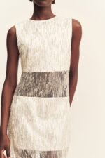 VIVA SEQUIN SPLICED MINI DRESS - IVORY - Image 7