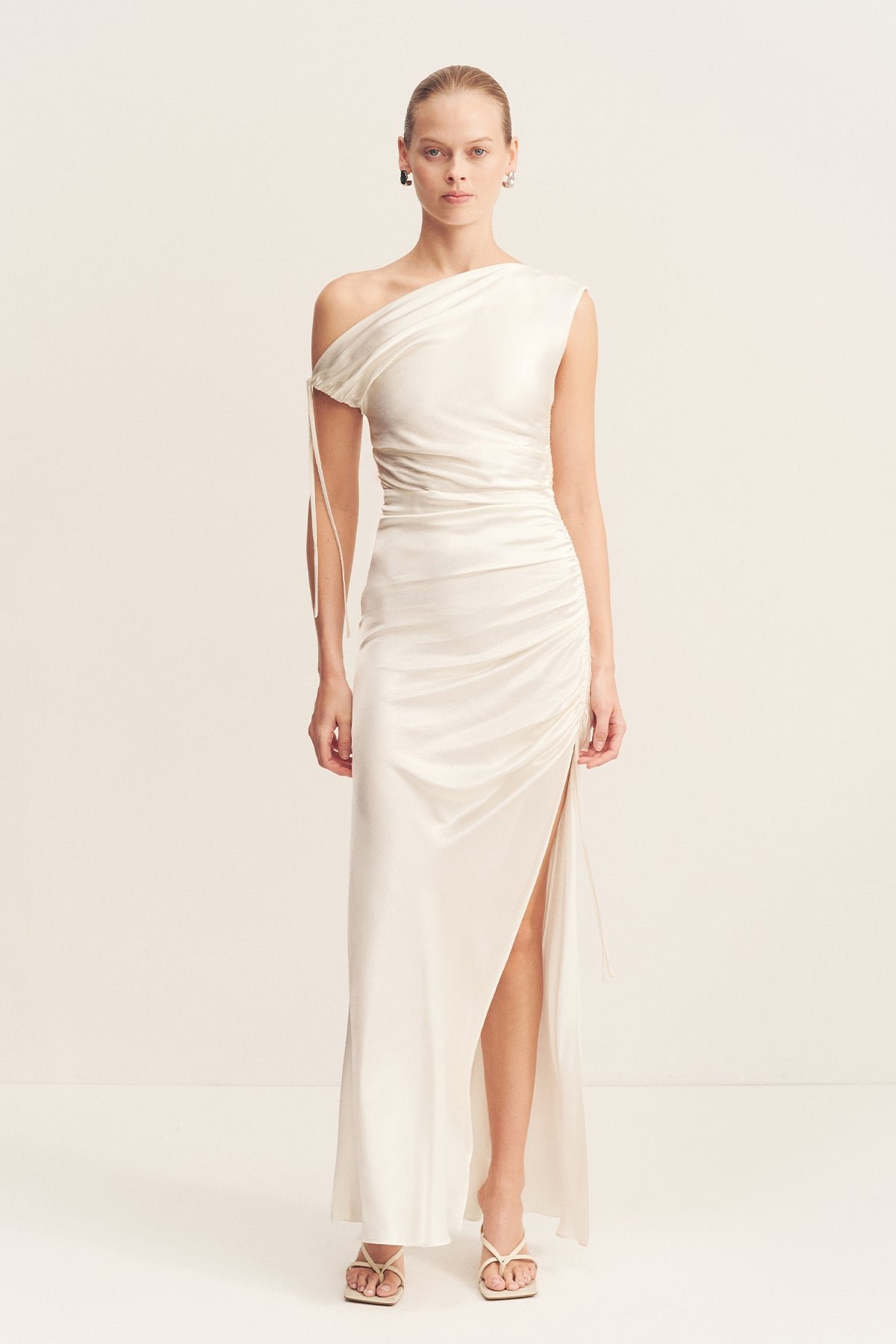 108_La_Lune_Gathered_Maxi_Dress_WHT_6253503_1_R_e946bae8-0623-4e01-b275-bc280028732d LA LUNE GATHERED MAXI DRESS - WHITE - Image 1