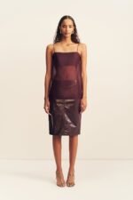 LILOU PATENT MIDI SKIRT - PORT ROYALE - Image 6