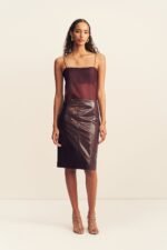LILOU PATENT MIDI SKIRT - PORT ROYALE