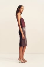 LILOU PATENT MIDI SKIRT - PORT ROYALE - Image 4