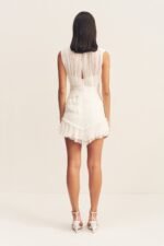 CLEMENCE SLEEVELESS RUCHED MINI DRESS - IVORY - Image 5