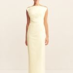 OTIS DRAPED HIGH NECK MIDI DRESS - YUZU