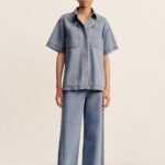 STELLA SHORT SLEEVE SHIRT - MID BLUE