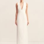 OTIS PLUNGED FITTED MAXI DRESS - IVORY