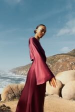 LA LUNE LONG SLEEVE WRAP MAXI DRESS - SHIRAZ - Image 2
