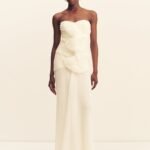 FEDERICK PLEATED RUFFLE MAXI DRESS - IVORY