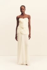 FEDERICK PLEATED RUFFLE MAXI DRESS - IVORY