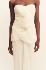 FEDERICK PLEATED RUFFLE MAXI DRESS - IVORY - Image 8