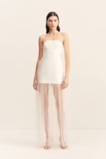 DEWDROP CONTRAST STRAPLESS MAXI DRESS