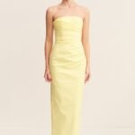 LANI STRAPLESS DRAPED MAXI DRESS - LEMONADE