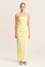 LANI STRAPLESS DRAPED MAXI DRESS - LEMONADE