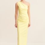 LANI ASYMMETRICAL GATHERED MAXI DRESS - LEMONADE