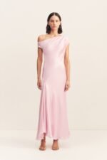 LA LUNE ASYMMETRICAL DRAPED MAXI DRESS - BLOSSOM