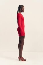 ROHE SHEER KNIT LONG SLEEVE MINI DRESS - CHERRY - Image 4
