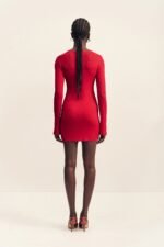 ROHE SHEER KNIT LONG SLEEVE MINI DRESS - CHERRY - Image 5