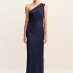 LA LUNE GATHERED ONE SHOULDER MAXI DRESS - MIDNIGHT