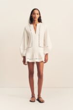 TOMMY LINEN BALLOON SLEEVE MINI DRESS - IVORY - Image 6