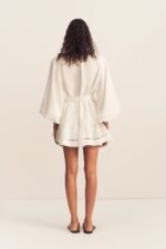 TOMMY LINEN BALLOON SLEEVE MINI DRESS - IVORY - Image 5