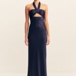 LA LUNE RUCHED HALTER MAXI DRESS - MIDNIGHT