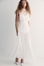CLEMENCE HIGH NECK MAXI DRESS - IVORY - Image 6