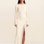 LA LUNE CUMULUS SILK BACKLESS LACE SPLIT MAXI DRESS - IVORY