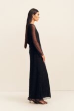 MONA BEADED COWL BACK MAXI DRESS - BLACK - Image 4