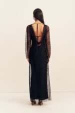 MONA BEADED COWL BACK MAXI DRESS - BLACK - Image 5