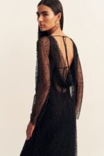 MONA BEADED COWL BACK MAXI DRESS - BLACK - Image 2