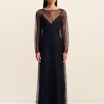 MONA BEADED COWL BACK MAXI DRESS - BLACK