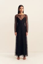 MONA BEADED COWL BACK MAXI DRESS - BLACK