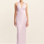 LA LUNE PLUNGED HALTER MIDI DRESS - LILAC
