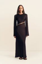 WINSLOW ASYMMETRIC MAXI DRESS WITH BEADS - BLACK