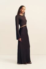 WINSLOW ASYMMETRIC MAXI DRESS WITH BEADS - BLACK - Image 3