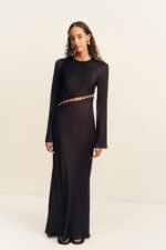 WINSLOW ASYMMETRIC MAXI DRESS WITH BEADS - BLACK - Image 2