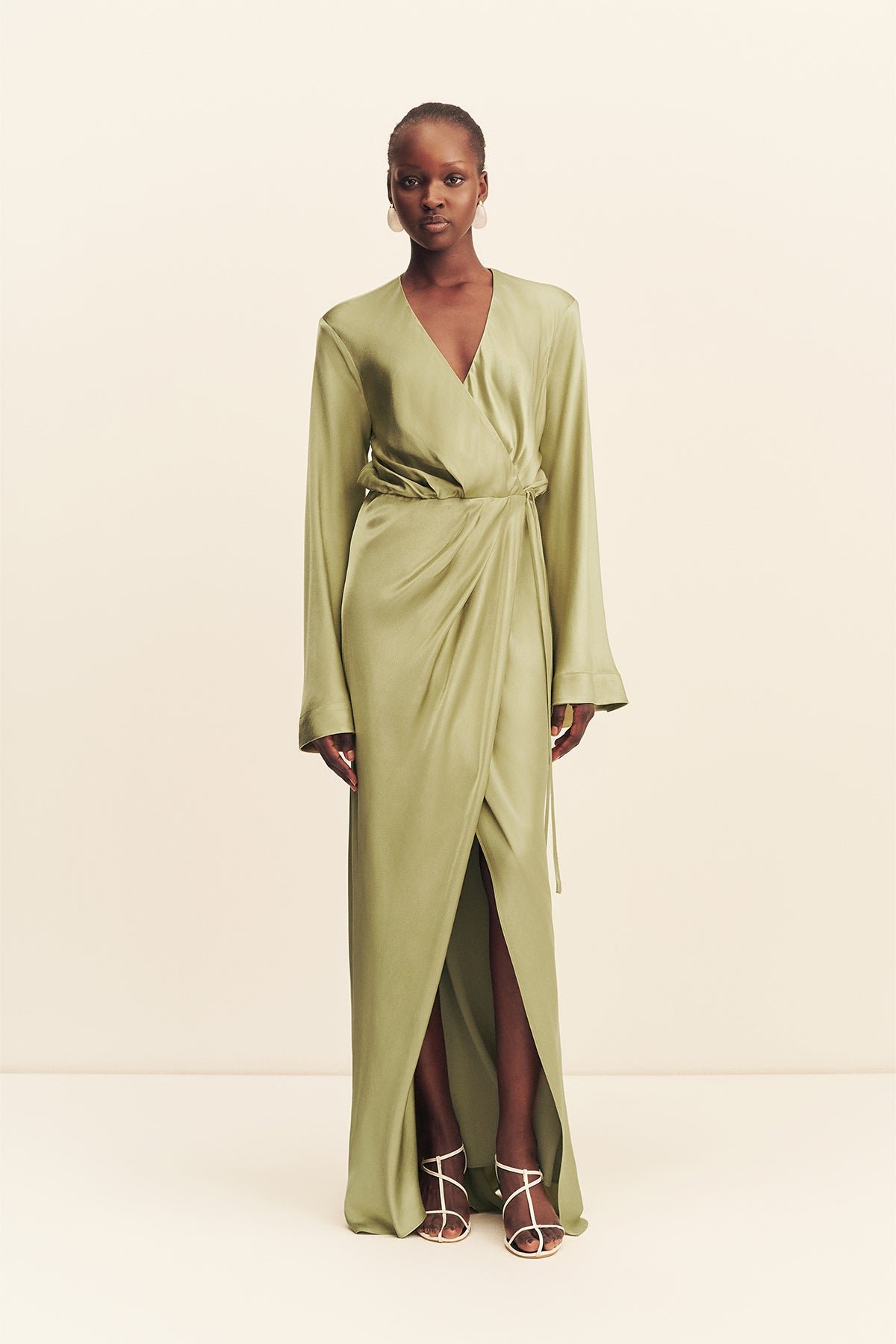 160_6262061_La_Lune_Wrap_Maxi_Dress_Fern_1R LA LUNE LONG SLEEVE WRAP MAXI DRESS - FERN - Image 1