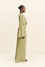 LA LUNE LONG SLEEVE WRAP MAXI DRESS - FERN - Image 4