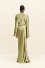 LA LUNE LONG SLEEVE WRAP MAXI DRESS - FERN - Image 5