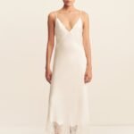 LUSTRE LACE SLIP MIDI DRESS - IVORY