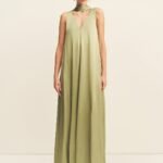 LA LUNE SCARF PANELLED MAXI DRESS - FERN