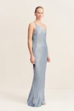 LA LUNE ONE SHOULDER COWL BACK MAXI DRESS - POWDER BLUE - Image 2