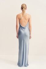 LA LUNE ONE SHOULDER COWL BACK MAXI DRESS - POWDER BLUE - Image 4