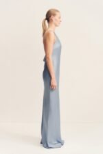 LA LUNE ONE SHOULDER COWL BACK MAXI DRESS - POWDER BLUE - Image 3