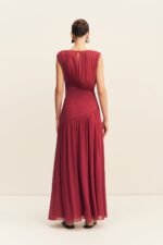 AMINA PANELLED RUCHED MAXI DRESS - SANGRIA - Image 5
