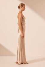 LA LUNE LACE BACK MAXI DRESS - GOLD - Image 3