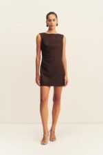 ASHER DRAPED MINI DRESS - RISTRETTO